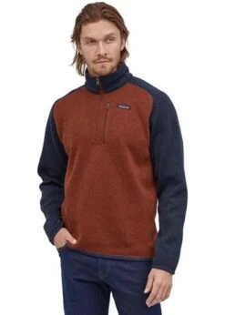 Patagonia Men's Better Sweater 1/4 Zip -Outdoor Ski Shop 2122 patagonia mensbettersweaterquarterzip barnrednewnavy2