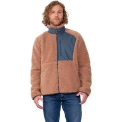 Obermeyer Men's Landry Sherpa Jacket -Outdoor Ski Shop fw23 obermeyer menslandrysherpajacket saddle