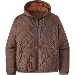 Patagonia Men's Diamond Quilted Bomber Hoody -Outdoor Ski Shop fw23 patagonia mensdiamondquiltedbomberhoody conebrown