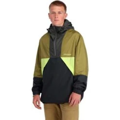Spyder Men's Belford Windbreaker Anorak Jacket -Outdoor Ski Shop fw23 spyder mensbelfordwindbreakeranorakjacket olivedrabbalck 1