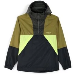 Spyder Men's Belford Windbreaker Anorak Jacket -Outdoor Ski Shop fw23 spyder mensbelfordwindbreakeranorakjacket olivedrabbalck 3