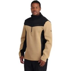 Spyder Men's Encore Half Zip Fleece Jacket -Outdoor Ski Shop fw23 spyder mensencorehalfzipfleecejacket blacktannin 1