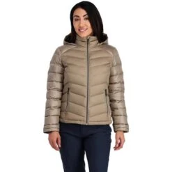 Spyder Women's Timeless Hoodie Down Jacket -Outdoor Ski Shop fw23 spyder womenstimelesshoodiedownjacket cashmere 1